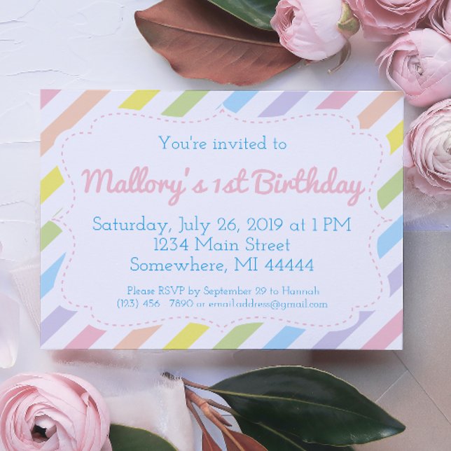 Invitación al cumpleaños del arcoiris del Pastel (Subido por el creador)