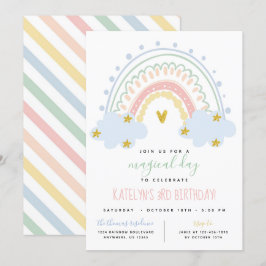 Invitación al cumpleaños del arcoiris del Pastel