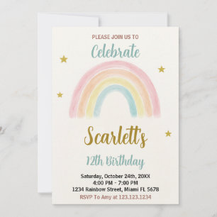 Invitación al cumpleaños del arcoiris dulce