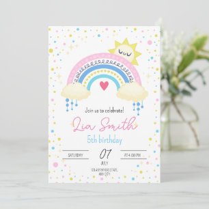 Invitación al cumpleaños del arcoiris para Chicas 