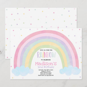 Invitación al cumpleaños del arcoiris Pastel Fiest