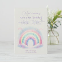 Invitación al cumpleaños del arcoiris Pastel - Inv