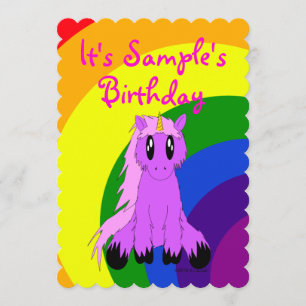Invitación al cumpleaños del arcoiris unicornio (r
