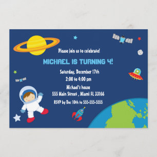Invitación al cumpleaños del astronauta espacial
