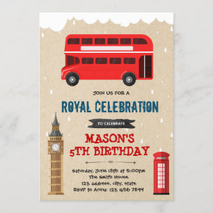 Invitación al cumpleaños del autobús de Londres