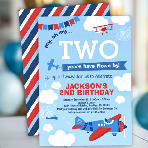 Invitación al cumpleaños del avión de arriba a aba