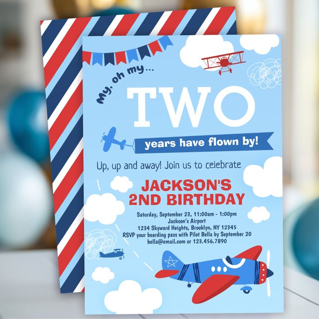 Invitación al cumpleaños del avión de arriba a aba (Subido por el creador)