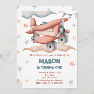 Invitación al cumpleaños del avión de color de la