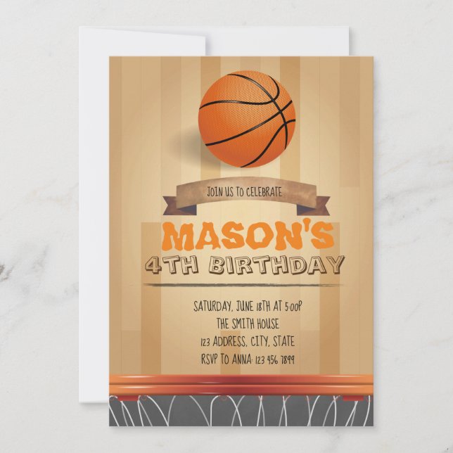 Invitación al cumpleaños del baloncesto (Anverso)