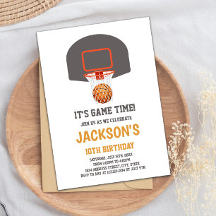 Invitación al cumpleaños del baloncesto gris