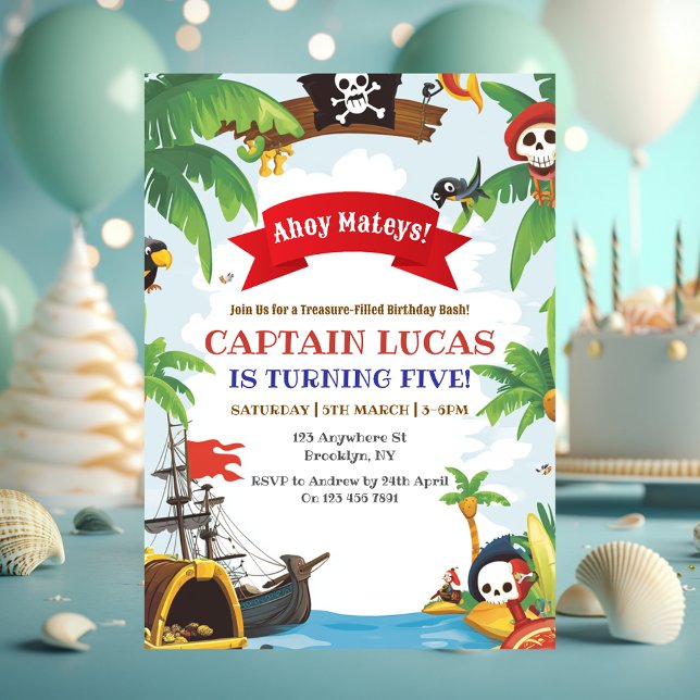 Invitación al cumpleaños del barco pirata Ahoy Mat (Subido por el creador)
