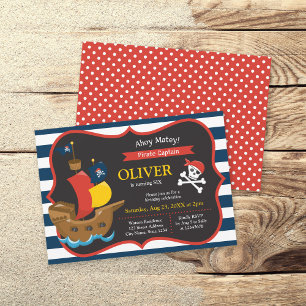 Invitación al cumpleaños del barco pirata Blue Whi