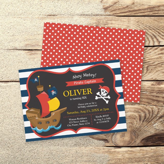 Invitación al cumpleaños del barco pirata Blue Whi (Subido por el creador)