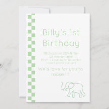 Invitación al cumpleaños del bebé verde elefante