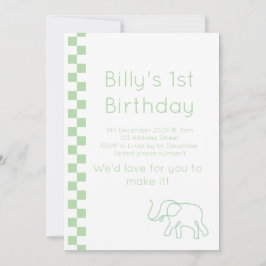 Invitación al cumpleaños del bebé verde elefante
