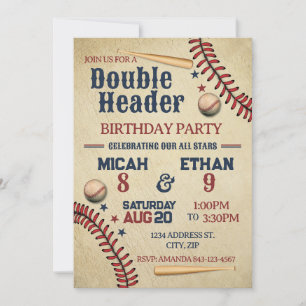 Invitación al cumpleaños del béisbol con doble cab