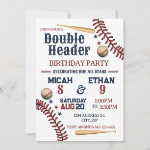 Invitación al cumpleaños del béisbol con doble cab