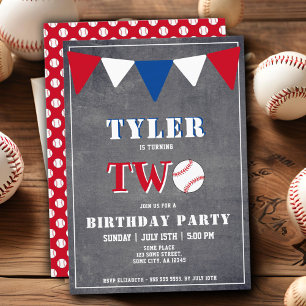Invitación al cumpleaños del beisbol niño segundo 