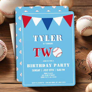 Invitación al cumpleaños del beisbol niño segundo 