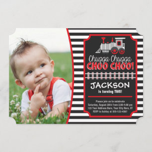 Invitación al cumpleaños del billete de tren con s