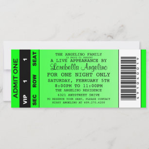 Invitación al cumpleaños del billete VIP (verde)