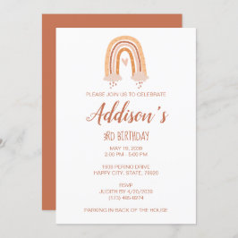Invitación al cumpleaños del boho arcoiris neutral