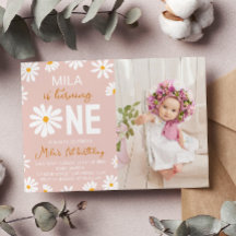 Invitación al cumpleaños del Boho Rubor Pink Daisy
