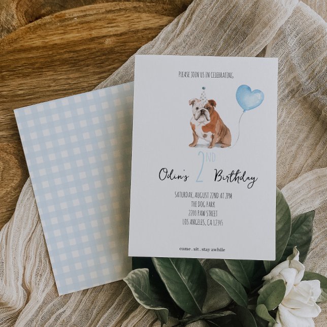Invitación al cumpleaños del Bulldog inglés - niño (Subido por el creador)