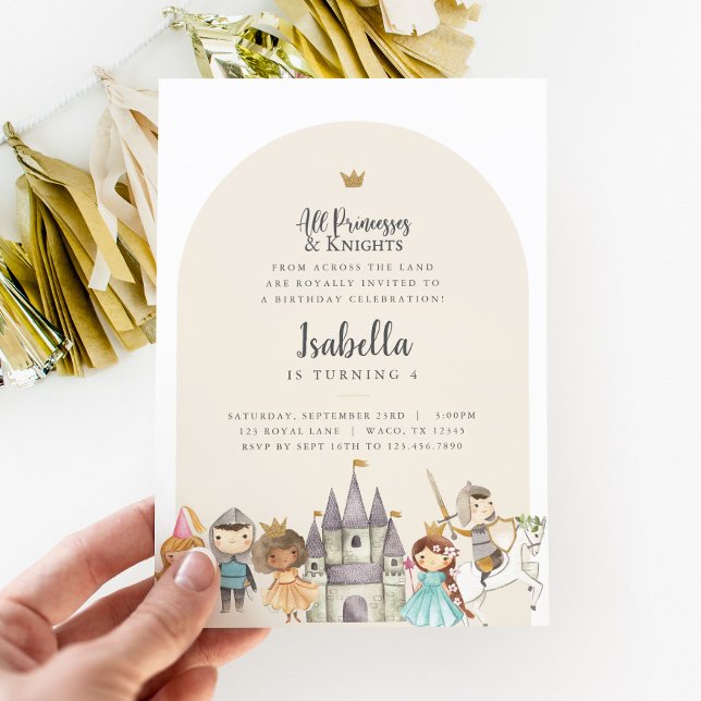 Invitación al cumpleaños del caballero Princesa (Princess and Knight Birthday)