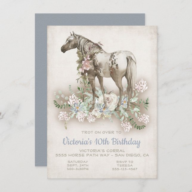 Invitación al cumpleaños del caballo blanco visto (Anverso / Reverso)