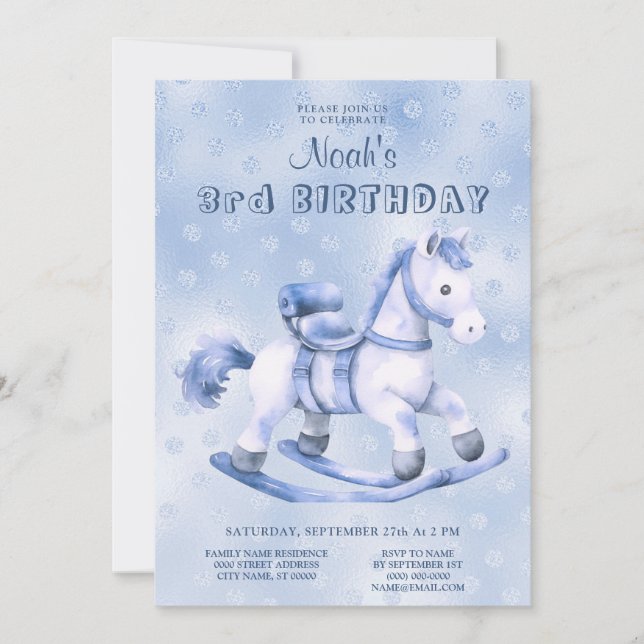 Invitación al cumpleaños del caballo de Rocking Az (Anverso)