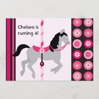 Invitación al cumpleaños del caballo rosado