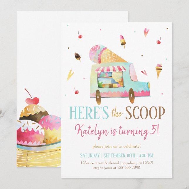 Invitación al cumpleaños del Camión de Crema de Hi (Anverso / Reverso)