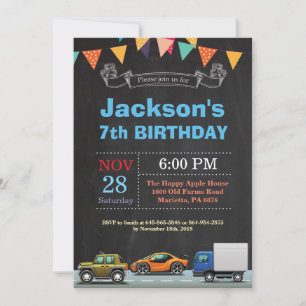 Invitación al cumpleaños del Camión de Transporte