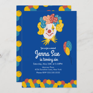 Invitación al cumpleaños del carnaval con payasada