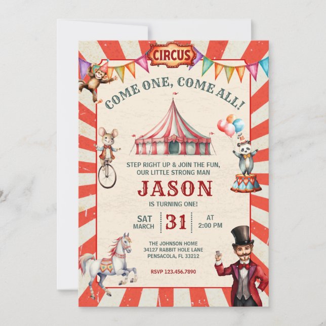 Invitación al cumpleaños del Carnaval de Circo Vin (Anverso)