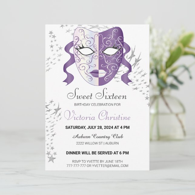 Invitación al cumpleaños del carnaval de la mascar (Anverso de pie)