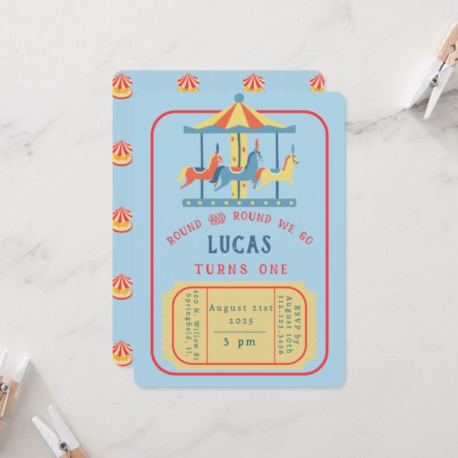 Invitación al cumpleaños del carrusel (Anverso/Reverso In Situ)