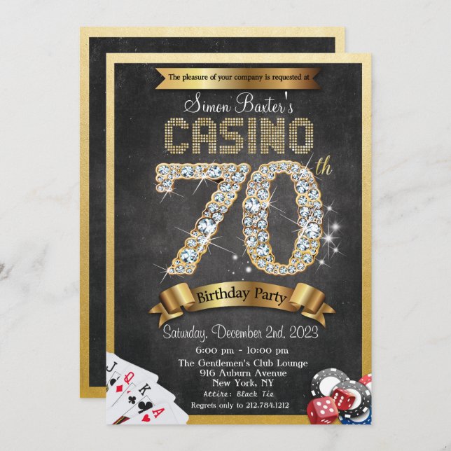 Invitación al cumpleaños del Casino 70 de Gold Dia (Anverso / Reverso)