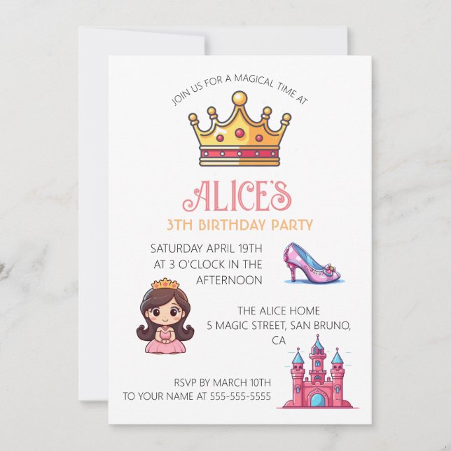 Invitación al cumpleaños del Castillo de la Prince (Anverso)