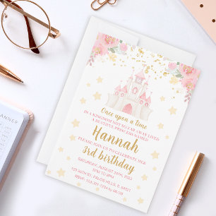 Invitación al cumpleaños del castillo de oro del p