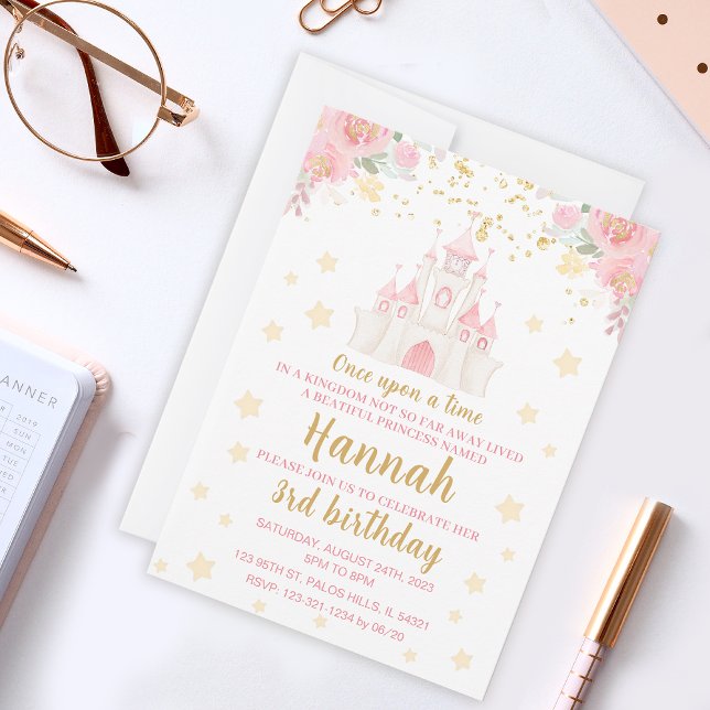 Invitación al cumpleaños del castillo de oro del p (Subido por el creador)