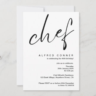 Invitación al cumpleaños del chef culinario