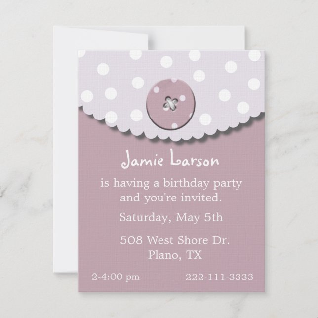 Invitación al cumpleaños del Chica Cute (Anverso)