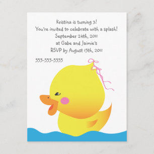 Invitación al cumpleaños del Chica Cute Rubber Duc