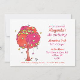 Invitación al cumpleaños del Chica de Aves de Árbo