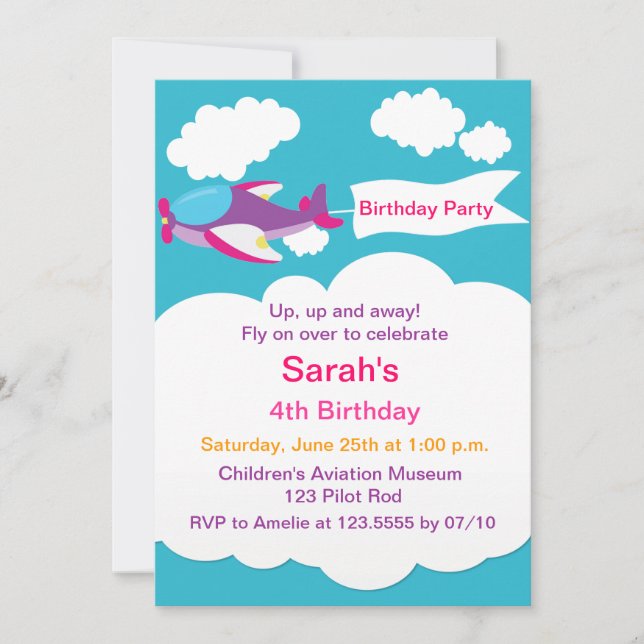 Invitación al cumpleaños del Chica de un pequeño a (Anverso)