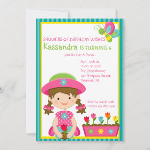 Invitación al cumpleaños del Chica Green Striped G