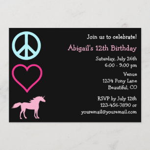 Invitación al cumpleaños del Chica Peace Love Unic
