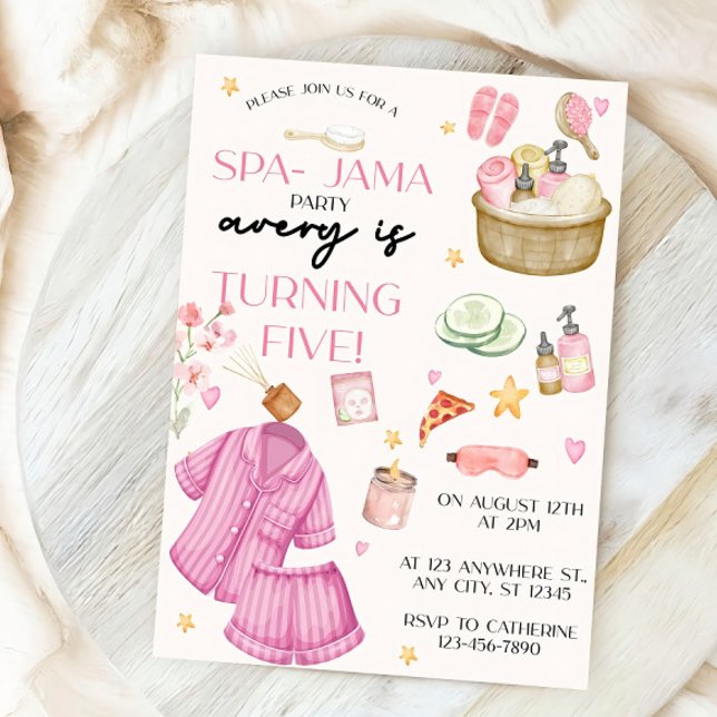 Invitación al cumpleaños del chica Pink Spa-Jama S (Subido por el creador)